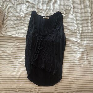 Joah Brown Black Tank Top with Asymmetrical Pleats